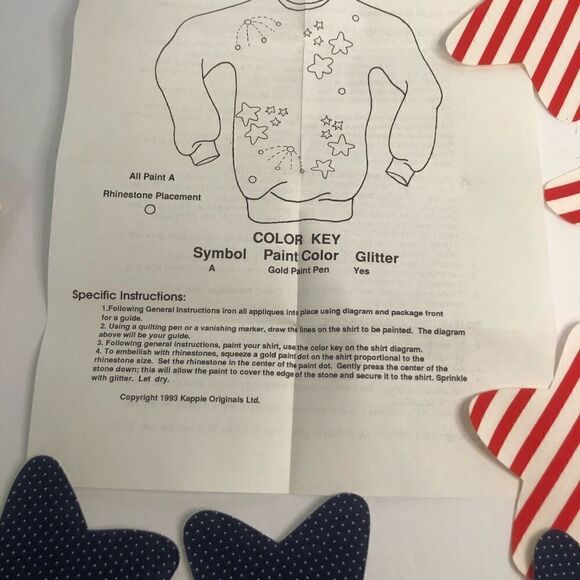 1993 kappie originals red white and blue stars gold stars with shirt diagram - Picture 9 of 11